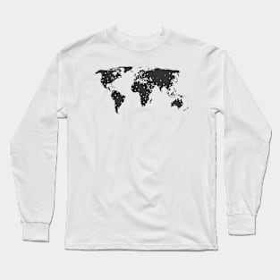 My favorite places (World map) tattoo style sillhouette Long Sleeve T-Shirt